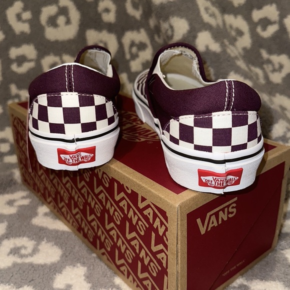 Vans Classic Slip-on Sneakers 🥰😍😘 Checkerboard Grape 🍇 wine New - Picture 8 of 17
